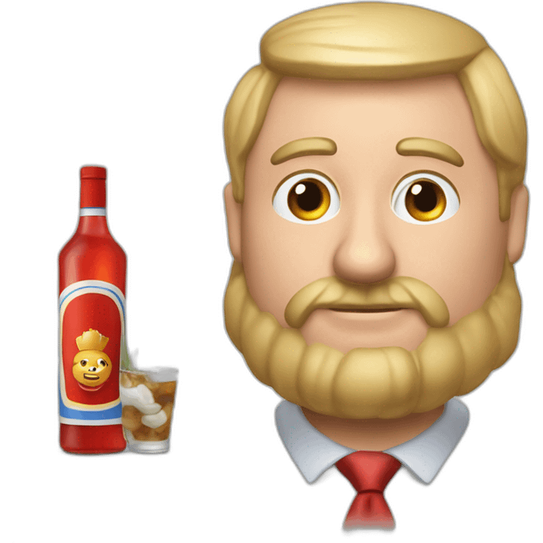 Poutine homme politique  qui boit de la vodka réaliste emoji