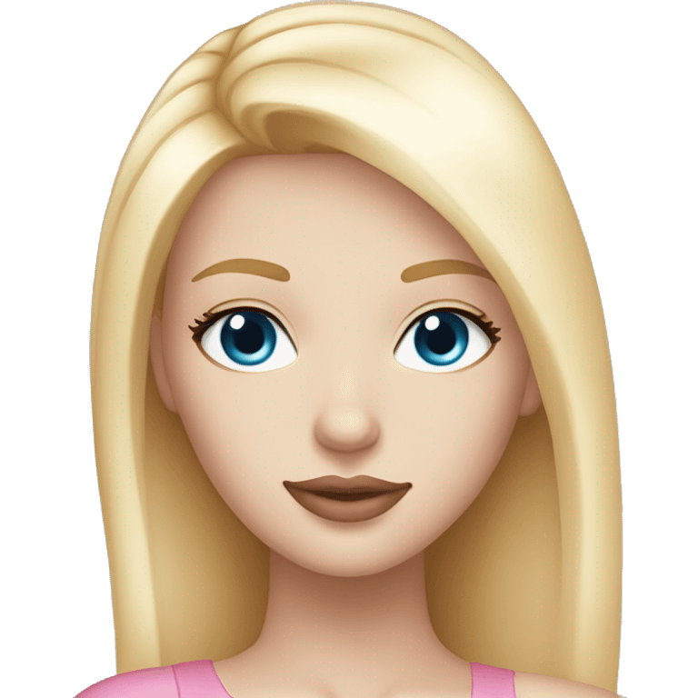 Pretty blonde girl with blue eyes light pink lips and very blonde straight hair emoji