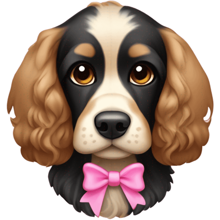 Black and Tan cocker spaniel with pink bow emoji