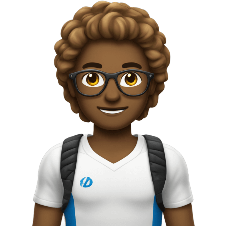 un sportif aux cheveux bruns courts et aux lunettes dorées emoji