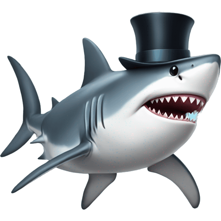 Shark with a top hat emoji