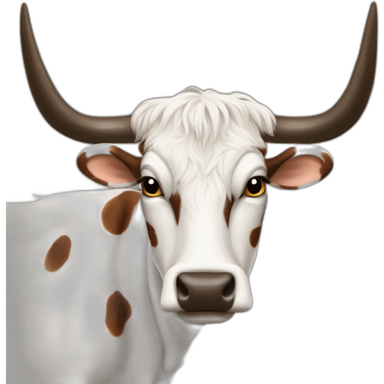 SPECKLED LONGHORN COW LONG LONG LONG HORNS emoji