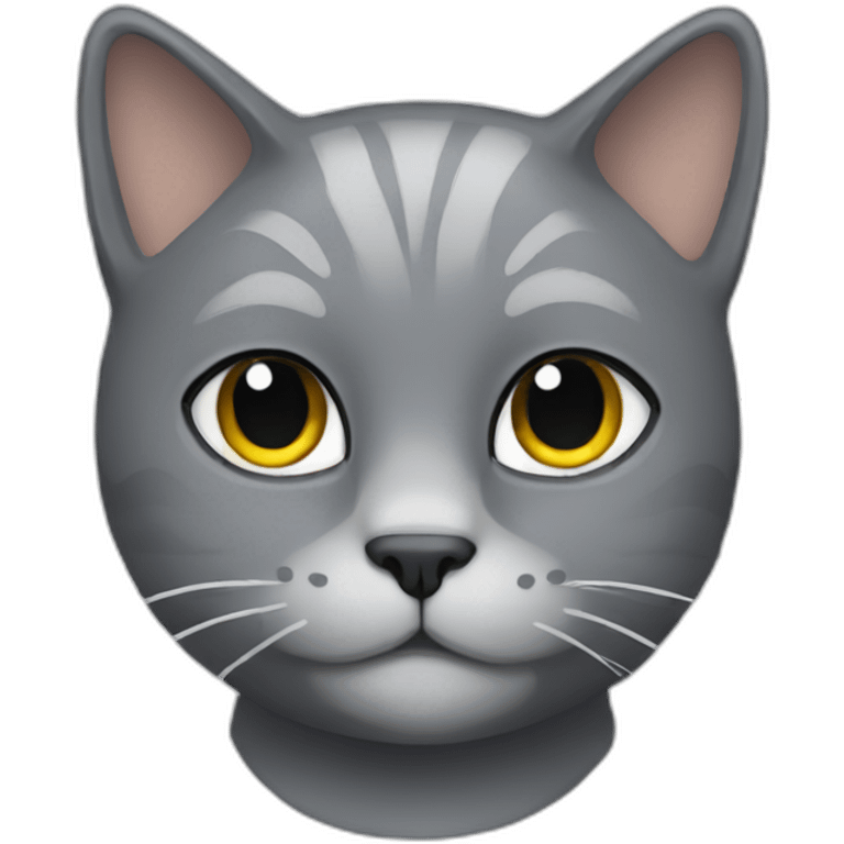 Gray cat with face mask like hair emoji