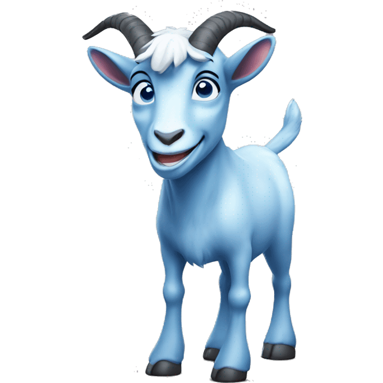 Blue goat whole body pretty smiling excited blue eyes  emoji