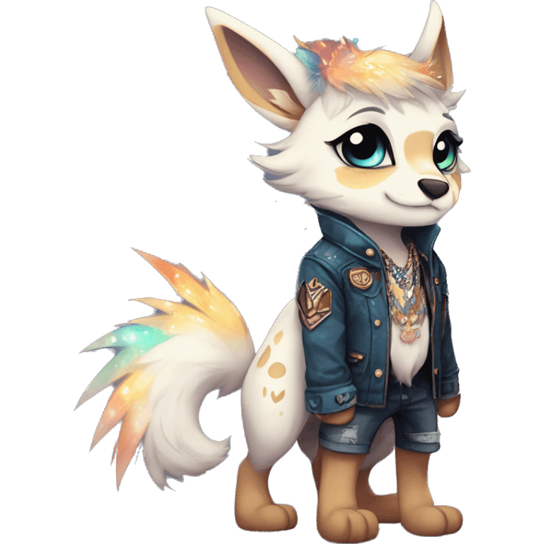 Cool cute Kawaii edgy fantasy animal sparkle fursona by griffsnuff & LiLaiRa & Falvie full body emoji