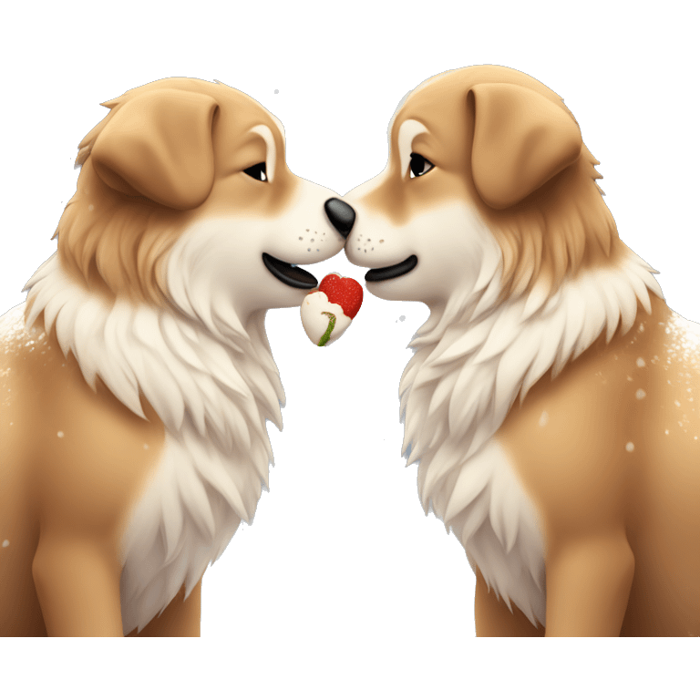 Generate 2 kissing cute animals in the snow emoji