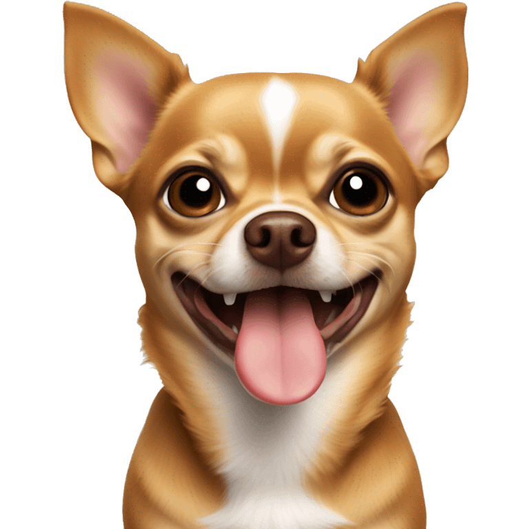 A brown chihuahua with its tongue hanging out on its side emoji