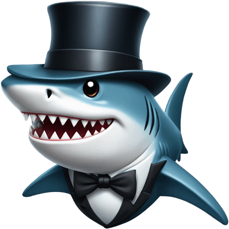 Shark with a top hat emoji