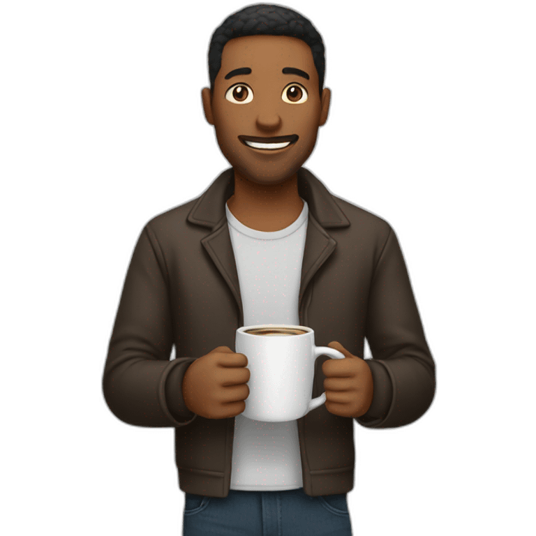 guy holding glass coffee mug emoji