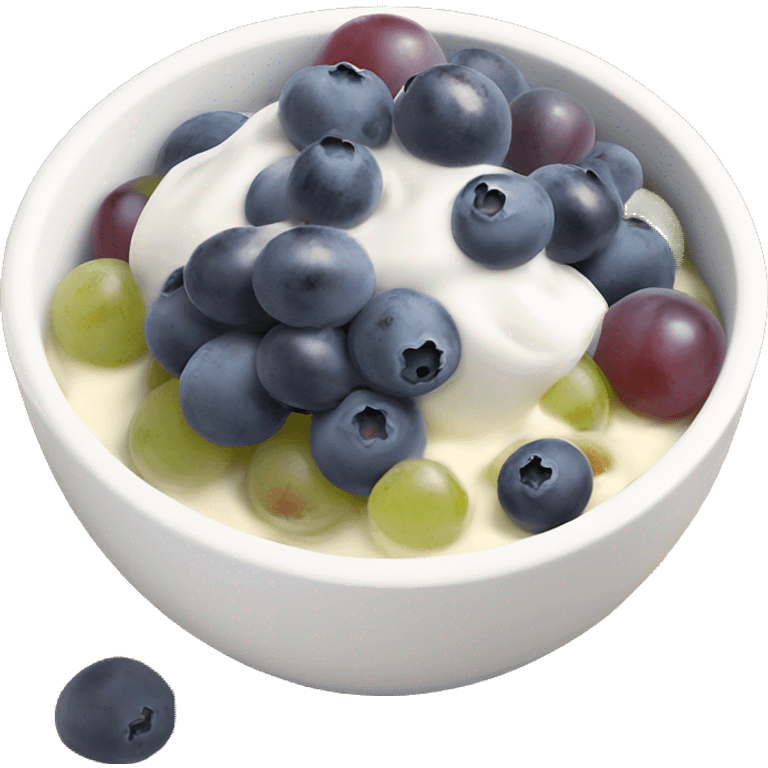 yoghurt bowl with grapes and blueberries emoji