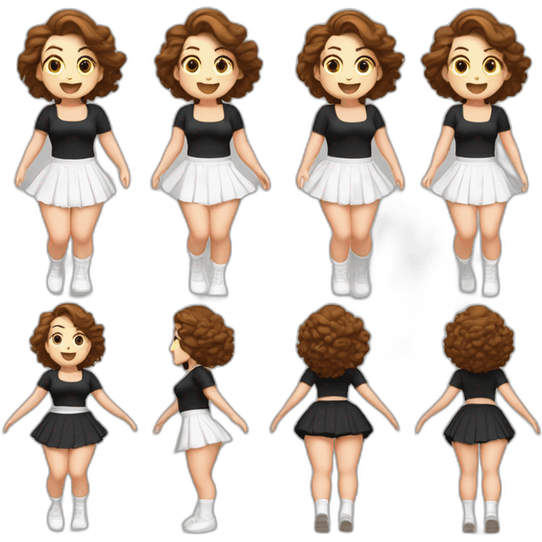 full-body-caucasian-curvy-beauty-jumping-short-black-skirt-back-and-front-views-strong-wind-white-knickers-long-white-socks emoji