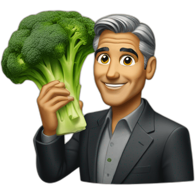 george clooney eating chicken and broccoli emoji