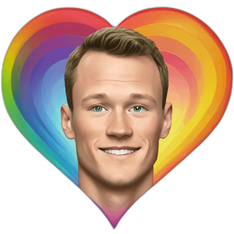 Jonathan Toews inside a rainbow heart emoji