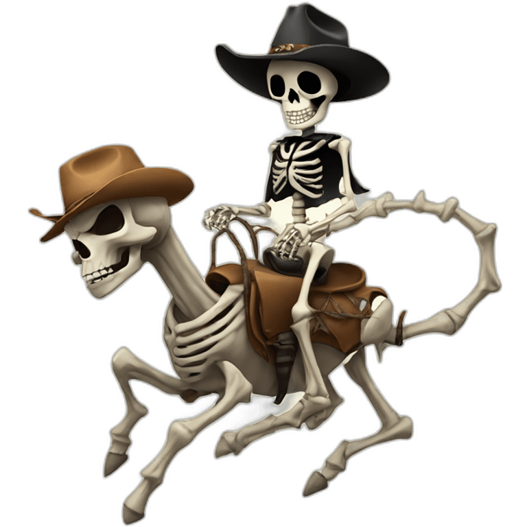 a skeleton cowboy riding a spider emoji