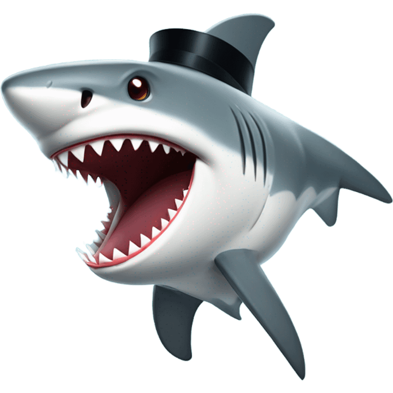 Shark with a top hat emoji