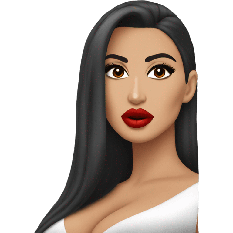 Kim Kardashian with big red lips ￼ emoji