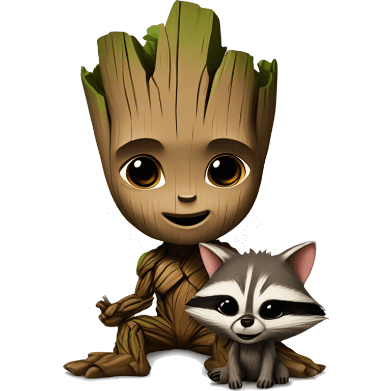 baby groot and rocket racoon emoji