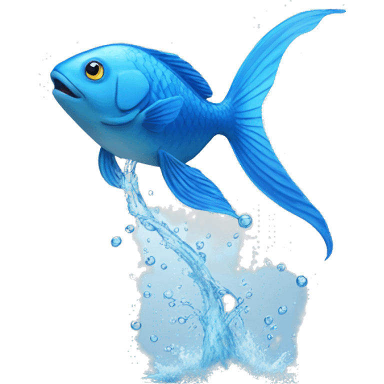 Blue fish jumps out of the water emoji