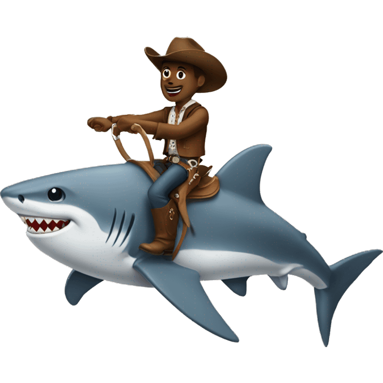 A cowboy riding a shark emoji