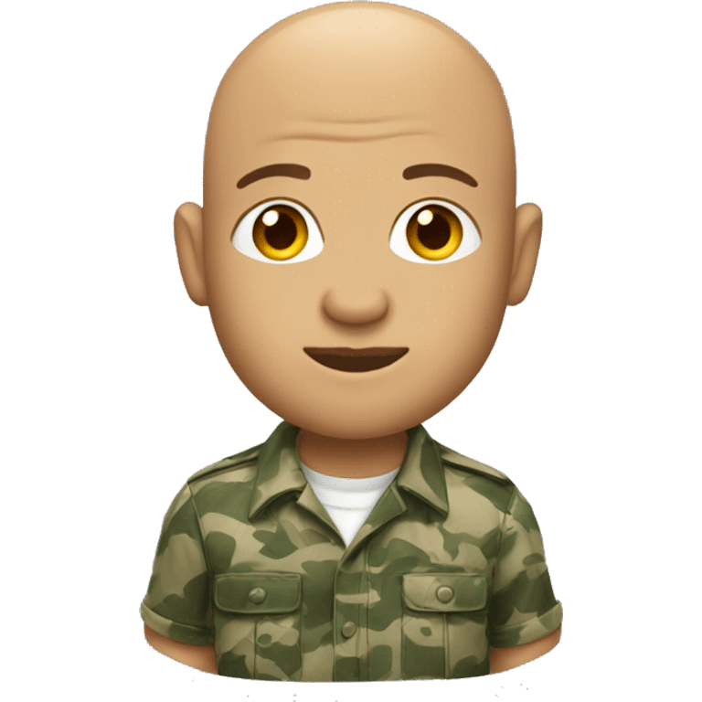 Bald lifting coach in a Hawaiian collared shirt and camo cargo pants emoji