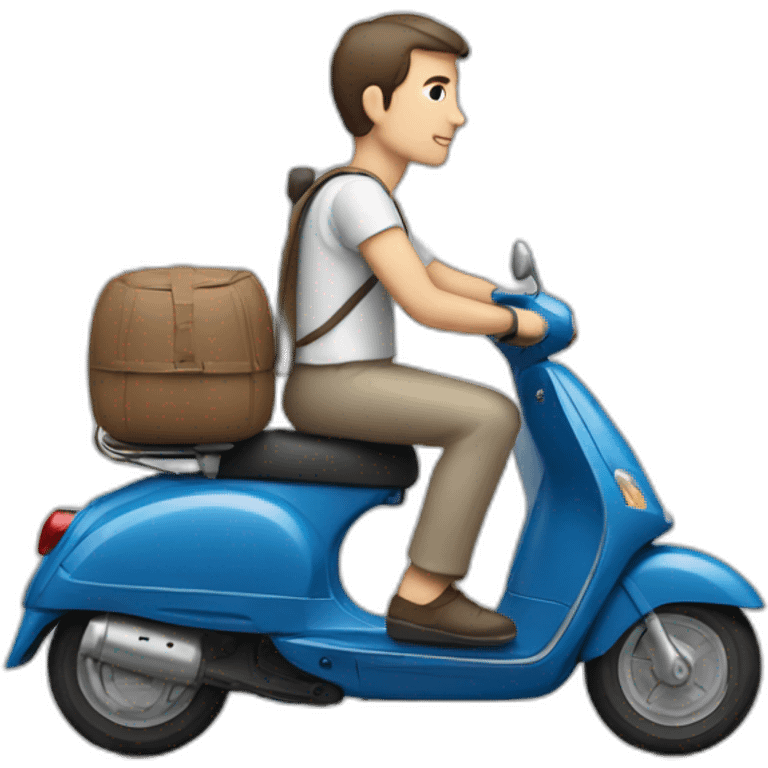 Tall thin man on scooter with greek flag emoji