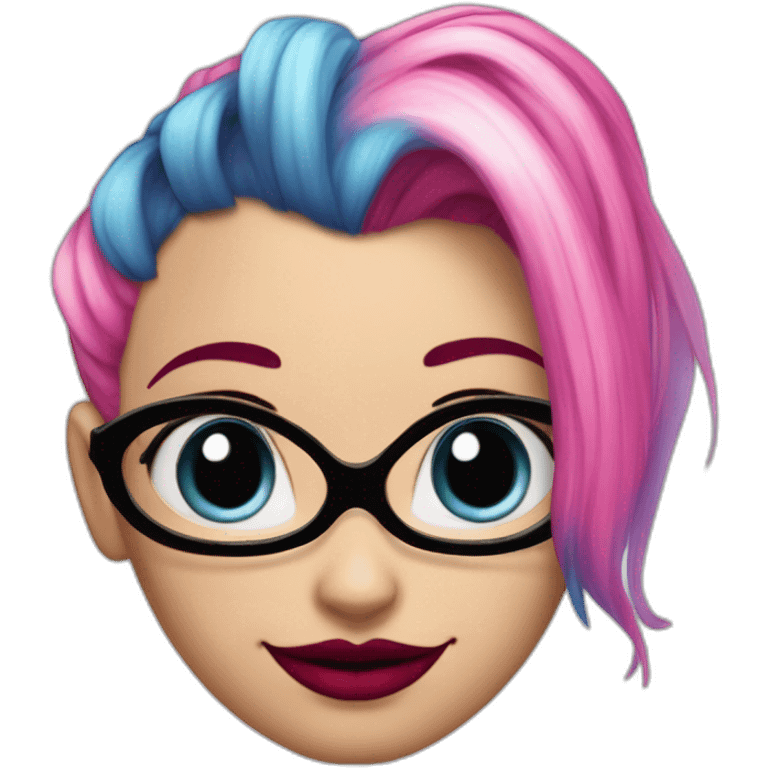 Harley quinn cheveux bleus gauches et cheveux roses droits emoji