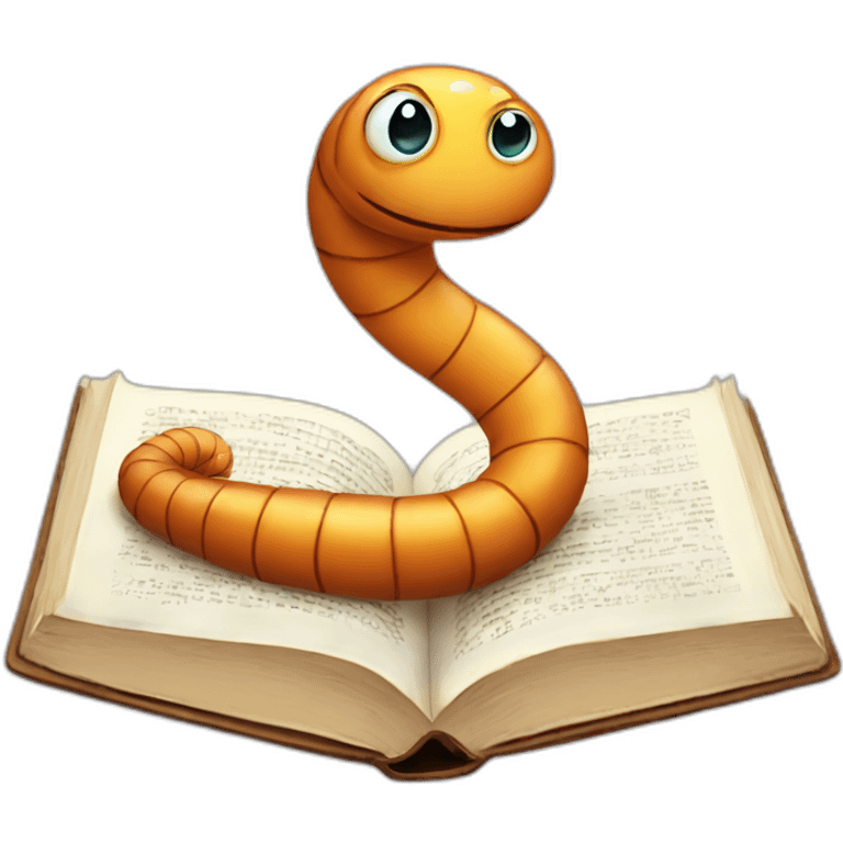 cute worm and book emoji