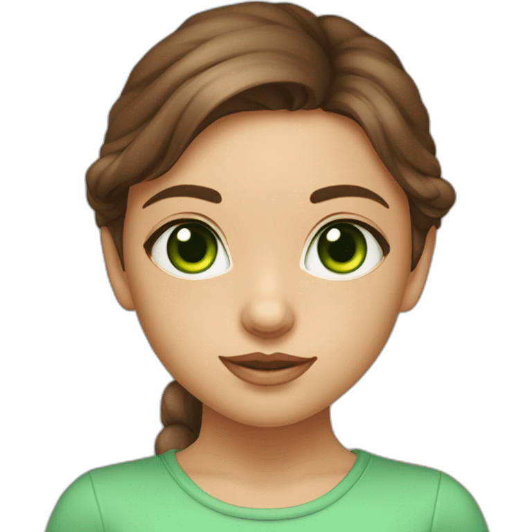 Chaton avec une fille metisse brune avec les yeux vert emoji