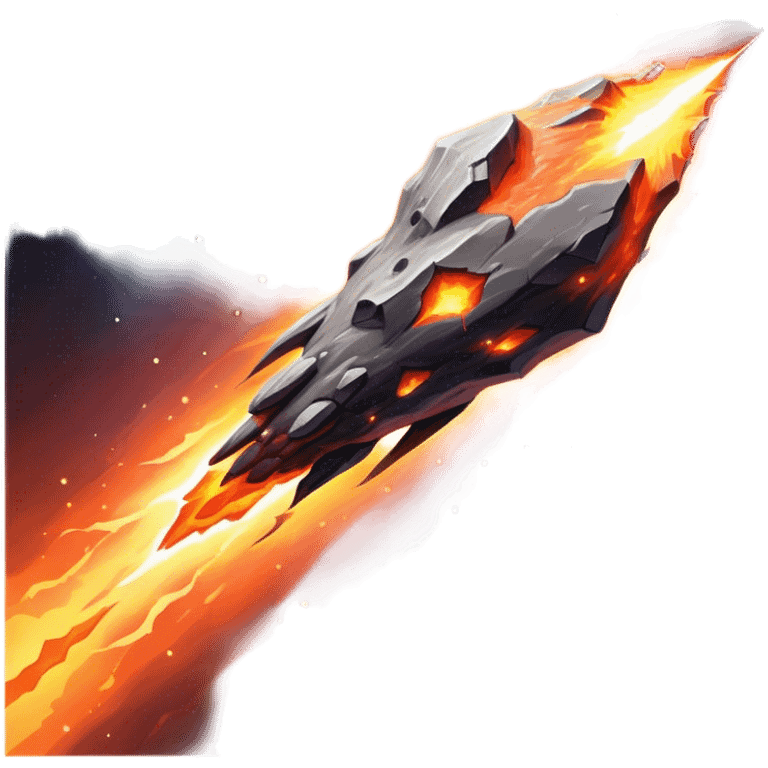  Cinematic Realistic Meteor – A fiery, blazing rock streaking through space, leaving behind a bright, dynamic trail of superheated plasma. Its rocky surface glows intensely as it hurtles toward an unknown destination. emoji