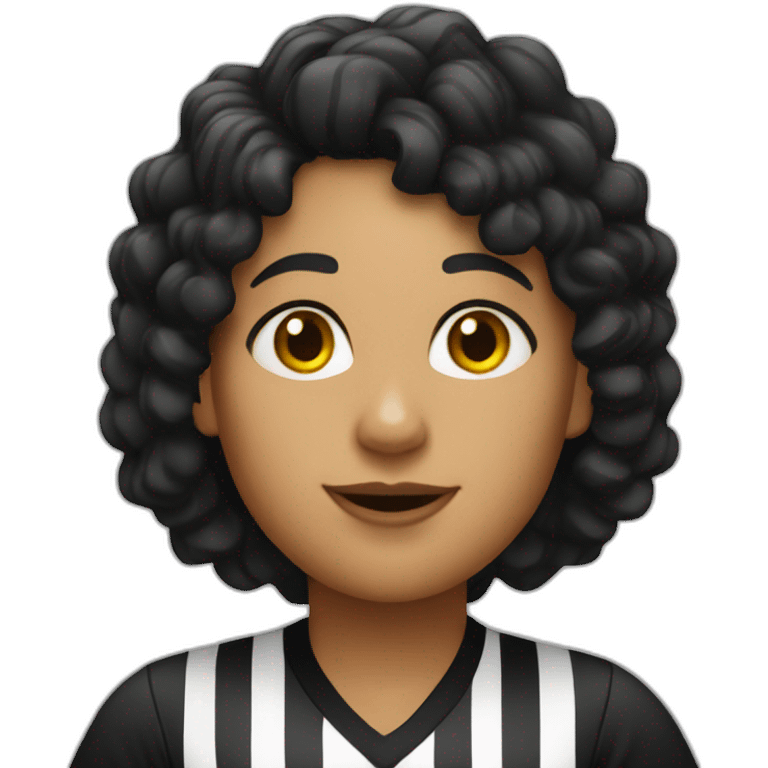 female basketball referee with black curly hair emoji