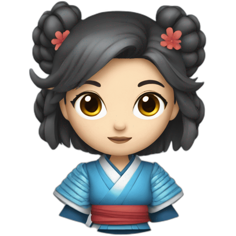 samurai girl with blue eyes emoji