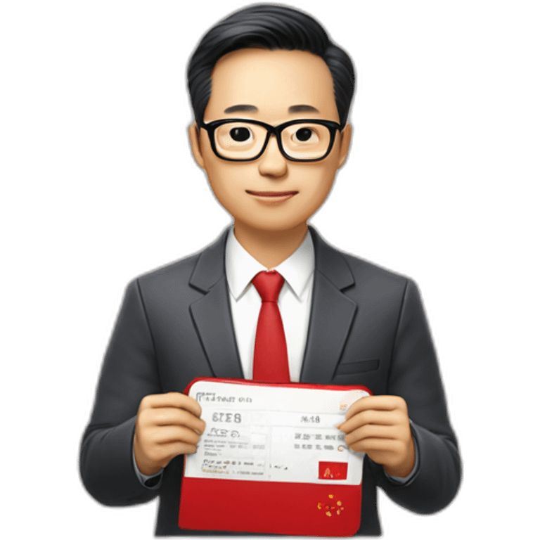 Tech CEO wearing glasses holding red Singaporean passport wearing shirt, shirt says ONLOOP on it emoji