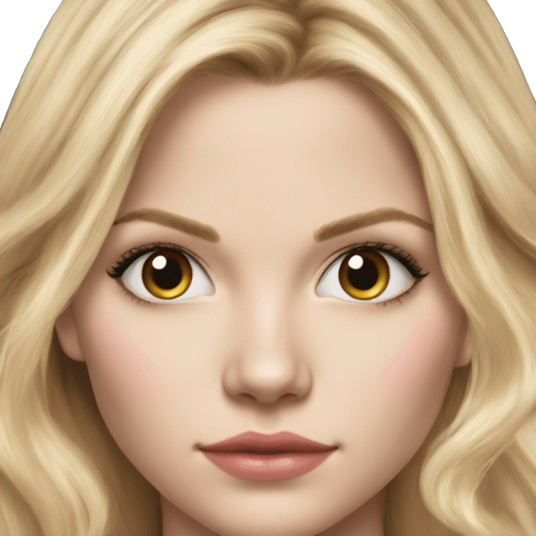 jennifer morrison long blonde hair teenager,grey eyes, hyperreal photoreal portrait emoji