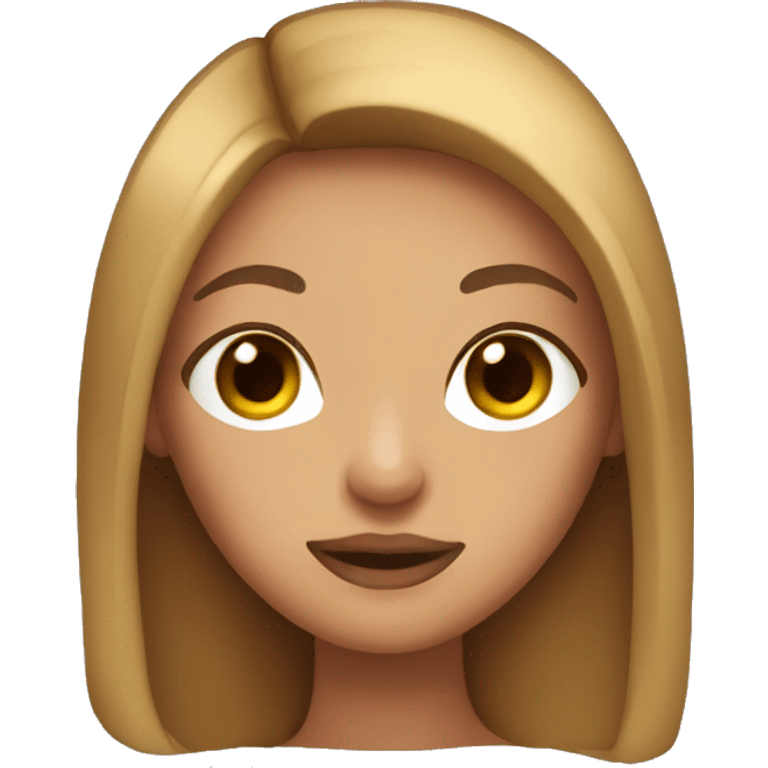 Make a girl with straight long hair, tanned skin, brown eyes, big lips emoji