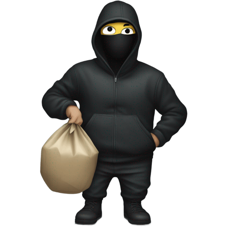 robber sneaking away with a large bag of money emoji