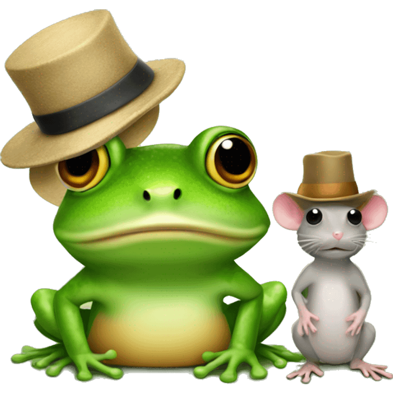 Frog with a rat and a hat emoji