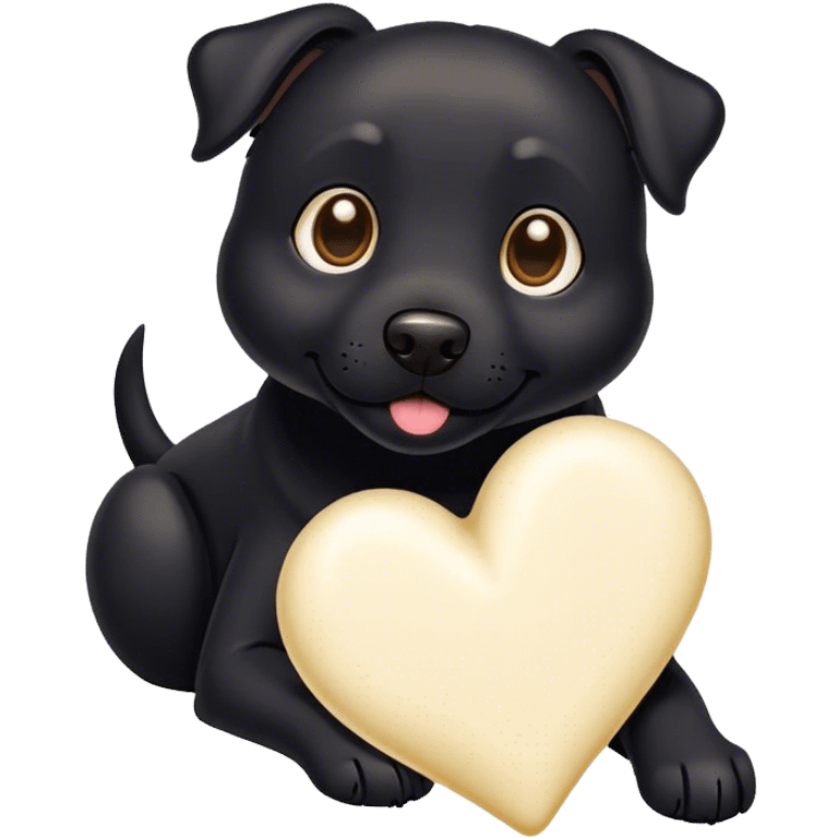 Black dog and cream hearts  emoji