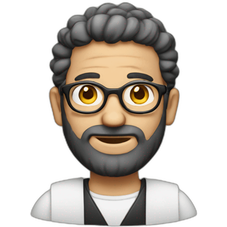 Jew with sidelocks and round glasses holding a MacBook Pro emoji