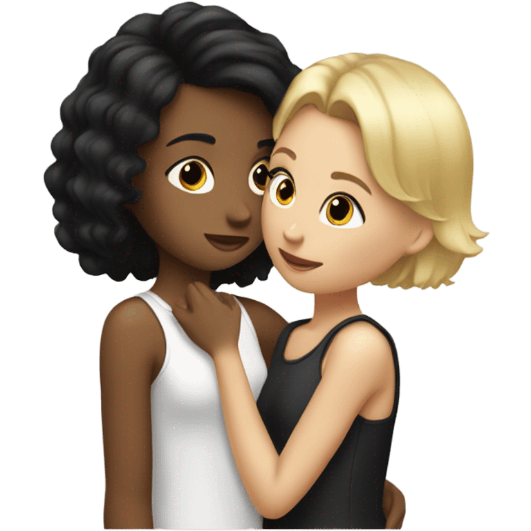 girl with short blond hair kissing girl with black hair  emoji