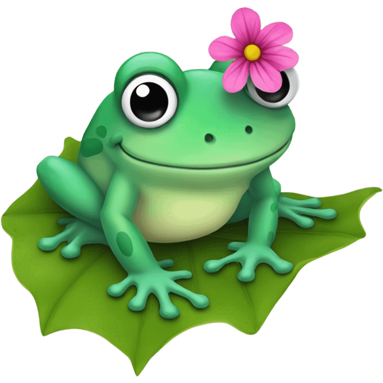 Frog with flower  emoji