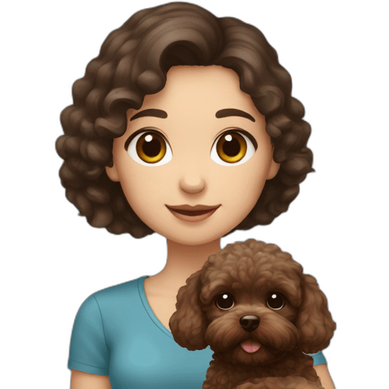 girl Ukrainian dark hair holding brown maltipoo emoji