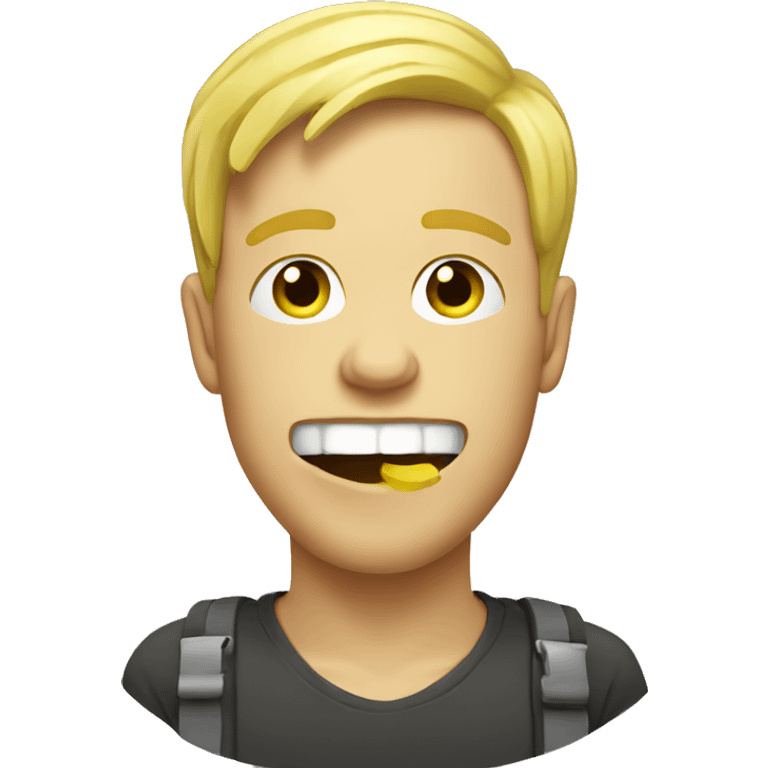 blonde guy with banana in mouth emoji