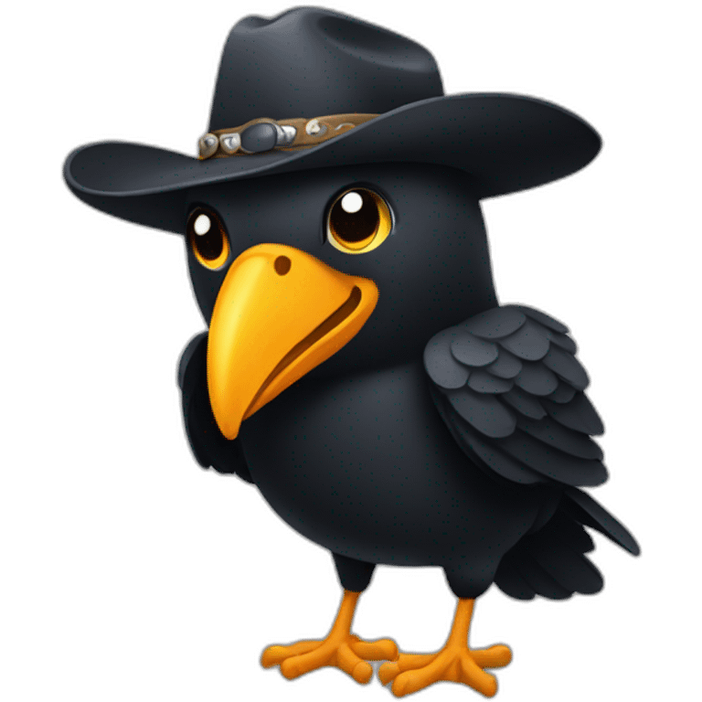 crow wearing cowboy hat emoji