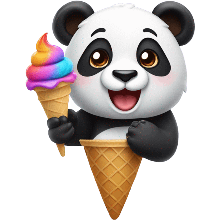 Panda eating ice cream emoji