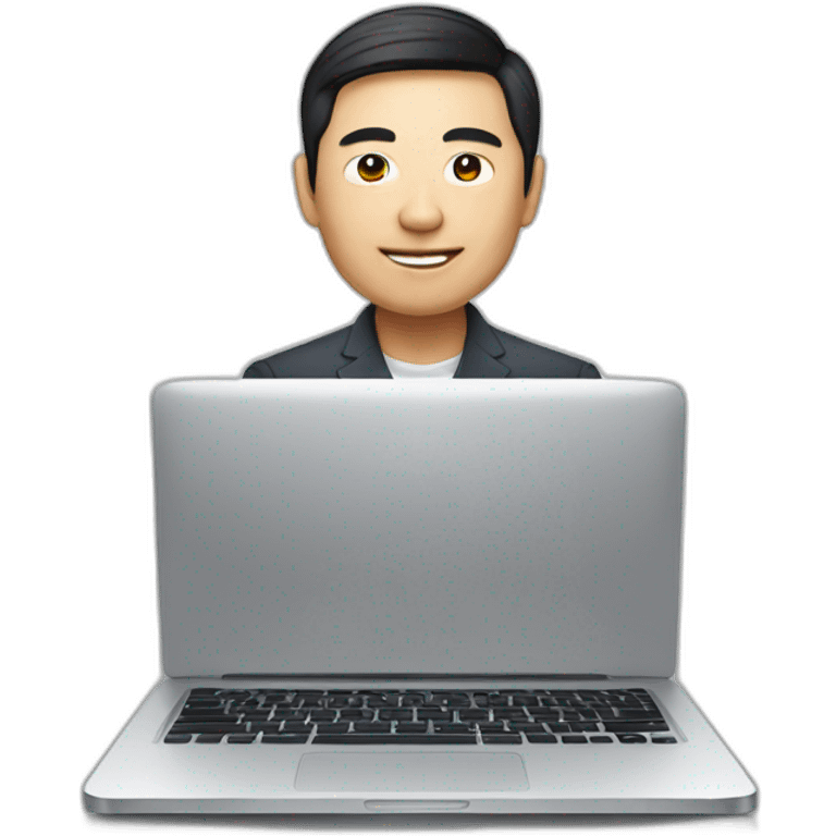 chinese entrepreneur on laptop ecommerce emoji