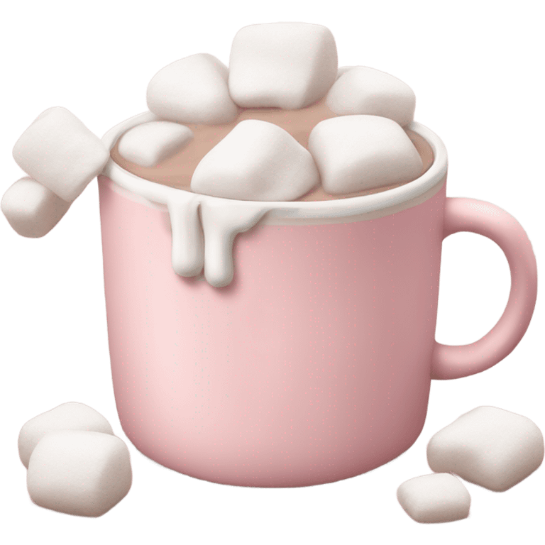 Light Pink mug of hot chocolate with marshmallows  emoji