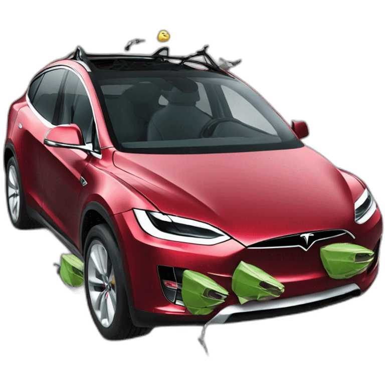 Tesla crash into a jeep emoji