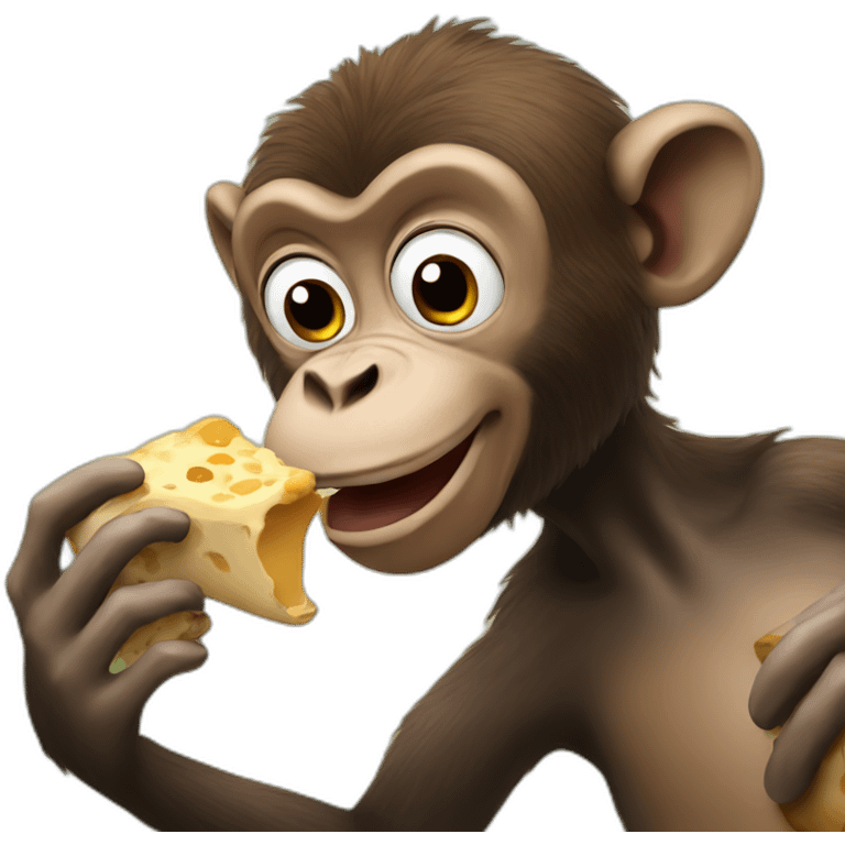 A monkey eating a cow emoji