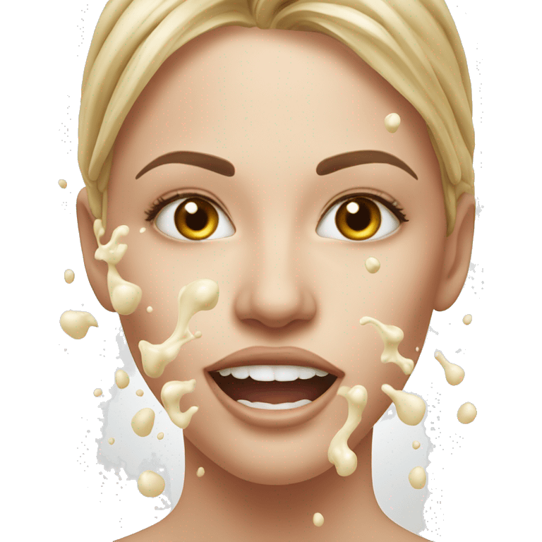 milk splashed on woman’s face emoji