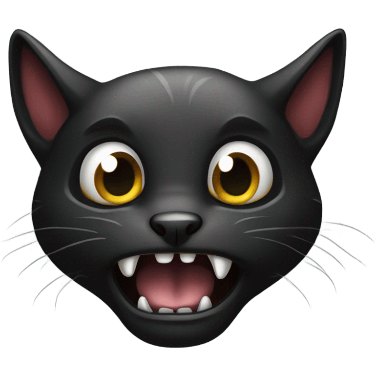 scared open mouth black medieval cat, gothic style emoji